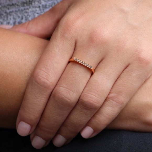 Dana Rebecca Sylvie 14K Rose Gold Bar Ring - Picture 2 of 9